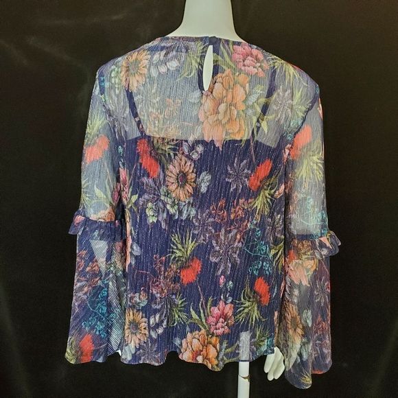 Eva Franco Floral Sheer Blouse - Multicolor - Picture 6 of 7